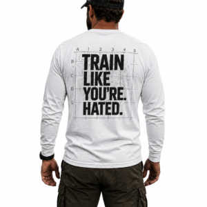 train like you're hated grid long sleeve tee | grid down workout slogan top