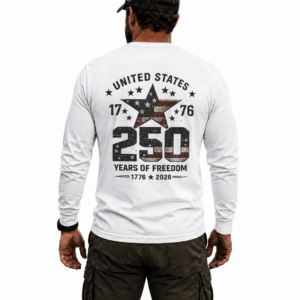 grid down 250 star flag long sleeve tee | grid down workout slogan top