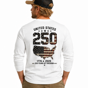 grid down 250 united states long sleeve tee | grid down workout slogan top